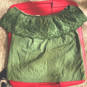 Francesca’s ruffle top Olive green
